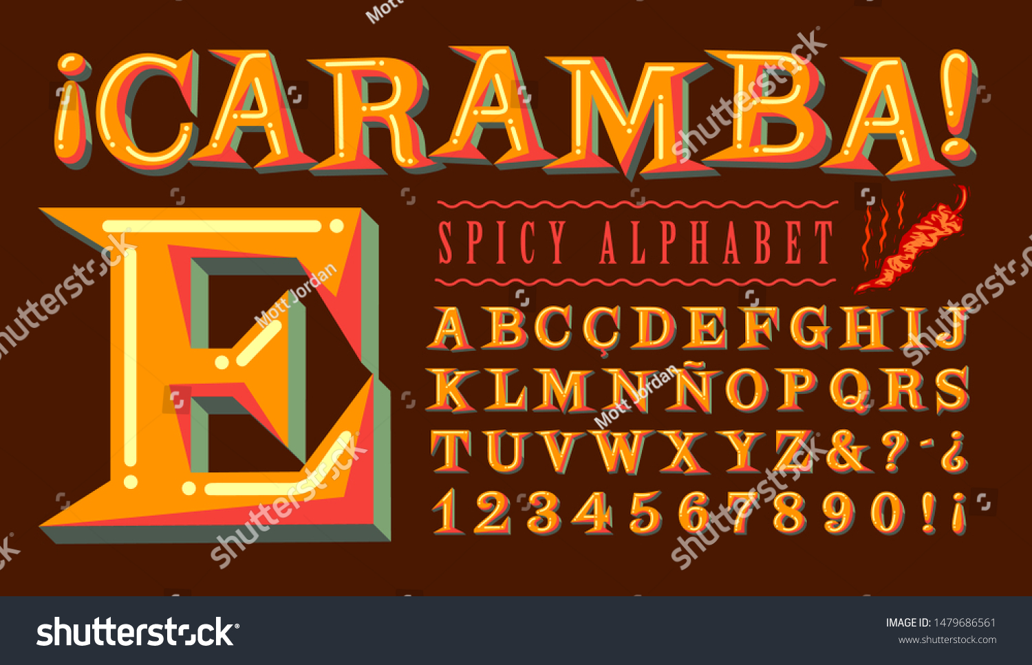 Caramba Spicy Alphabet is a lively Hispanic-flavored font. Translation: The word "caramba" is a Spanish language expression of surprise or amazement with no direct translation in English. #1479686561