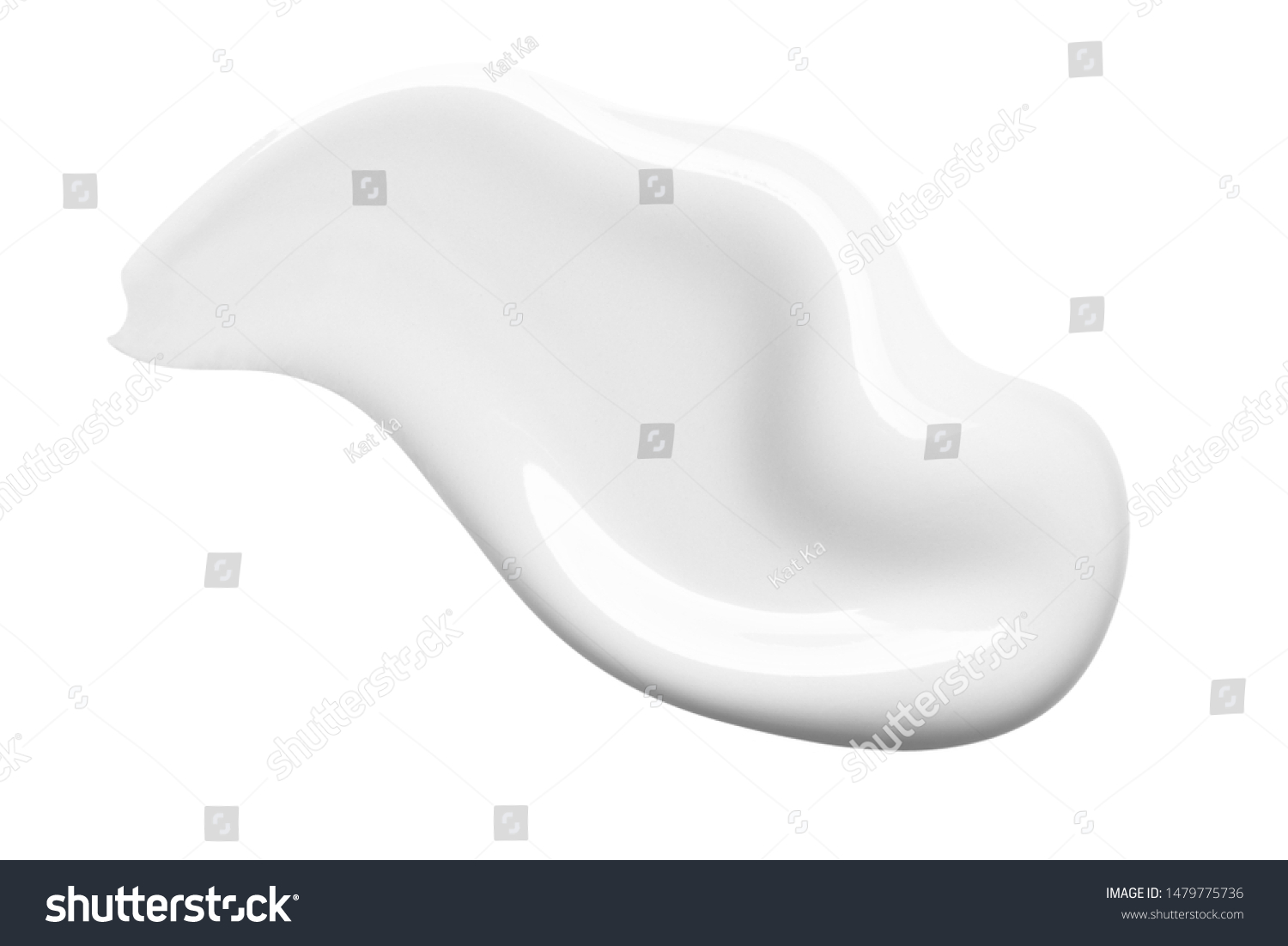 White cosmetic face cream texture. Lotion smear isolated on white background. Beauty skincare product swipe. BB cream swatch #1479775736