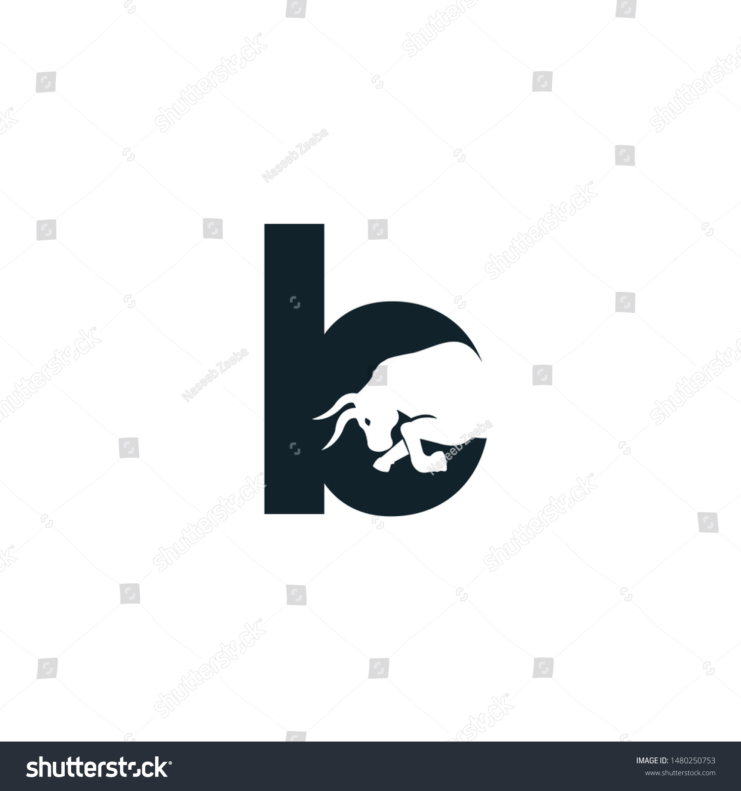 Bull Letter B Vector Logo Design. Simple Animal - Royalty Free Stock ...