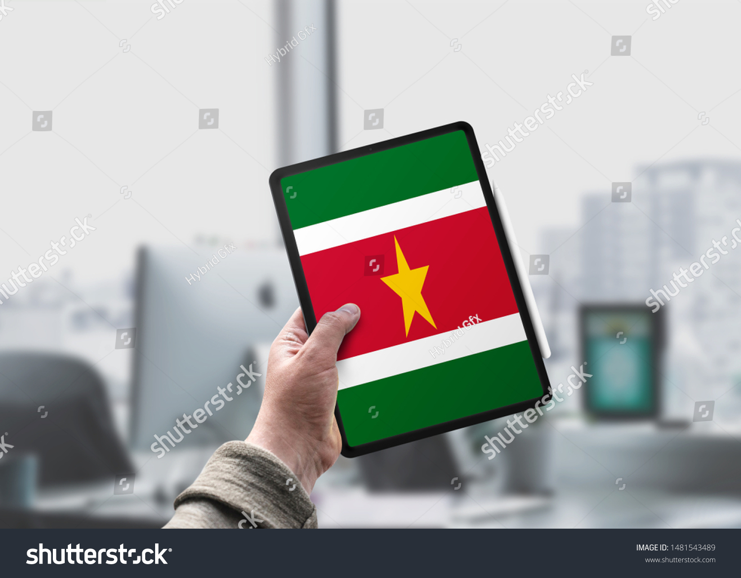Flag of Suriname on Tablet/Ipad. Suriname Flag. #1481543489