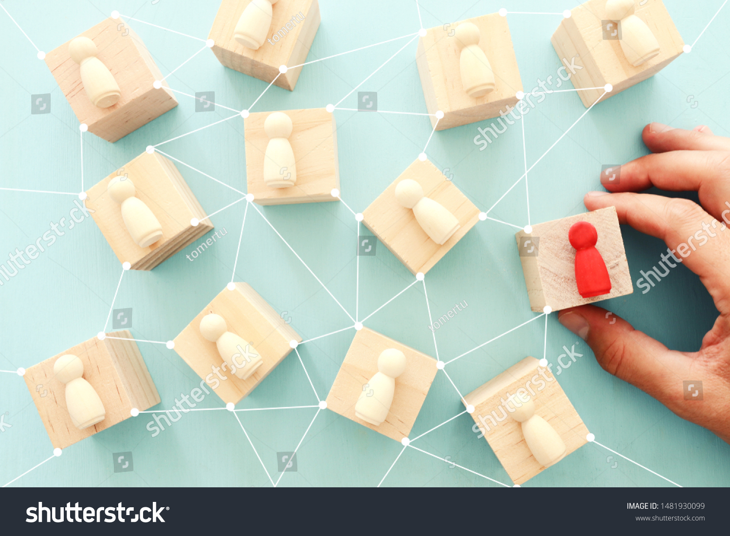 business concept image of people figures over wooden table, human resources and management concept #1481930099