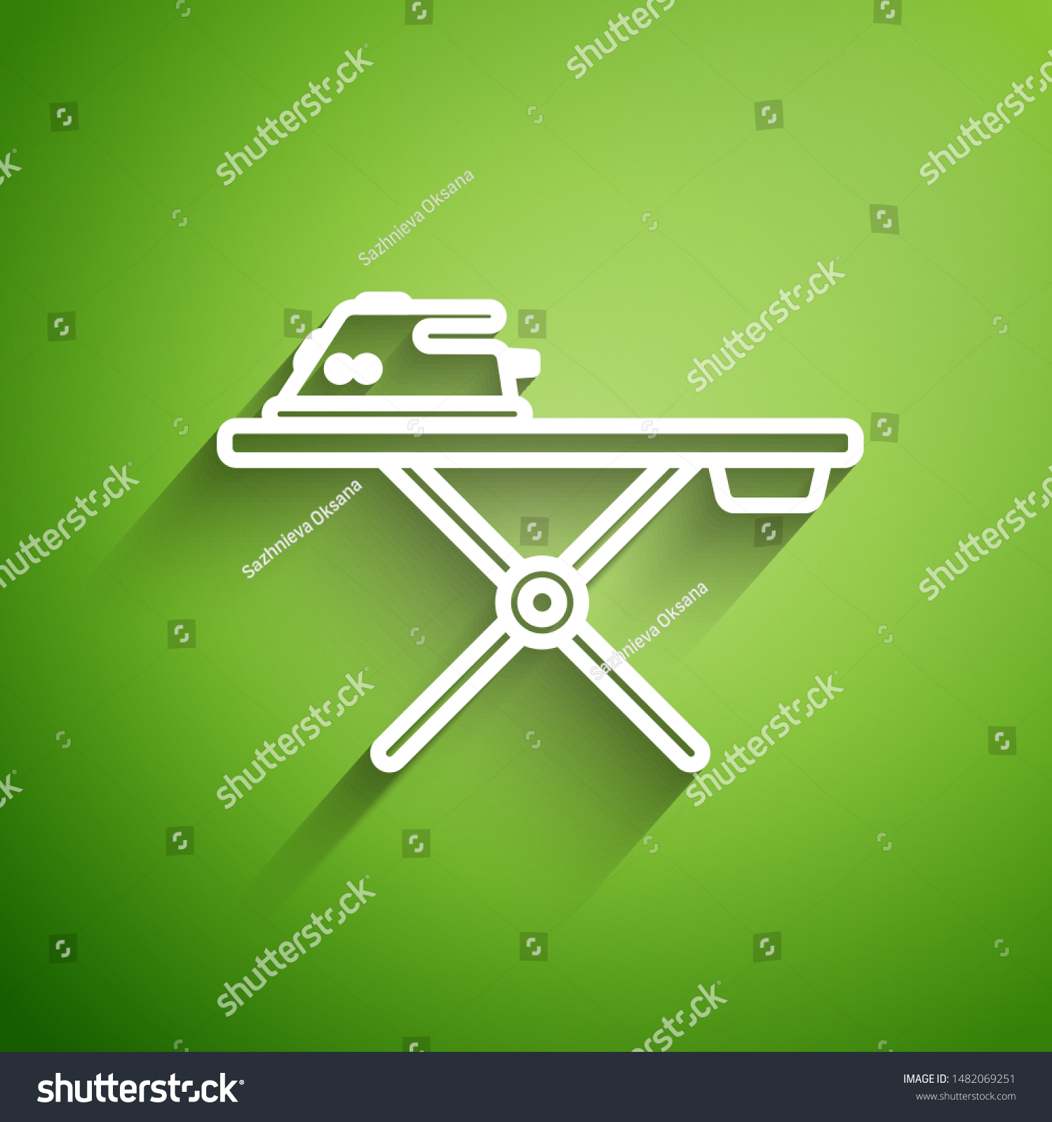 White Line Electric Iron And Ironing Board Icon Royalty Free Stock