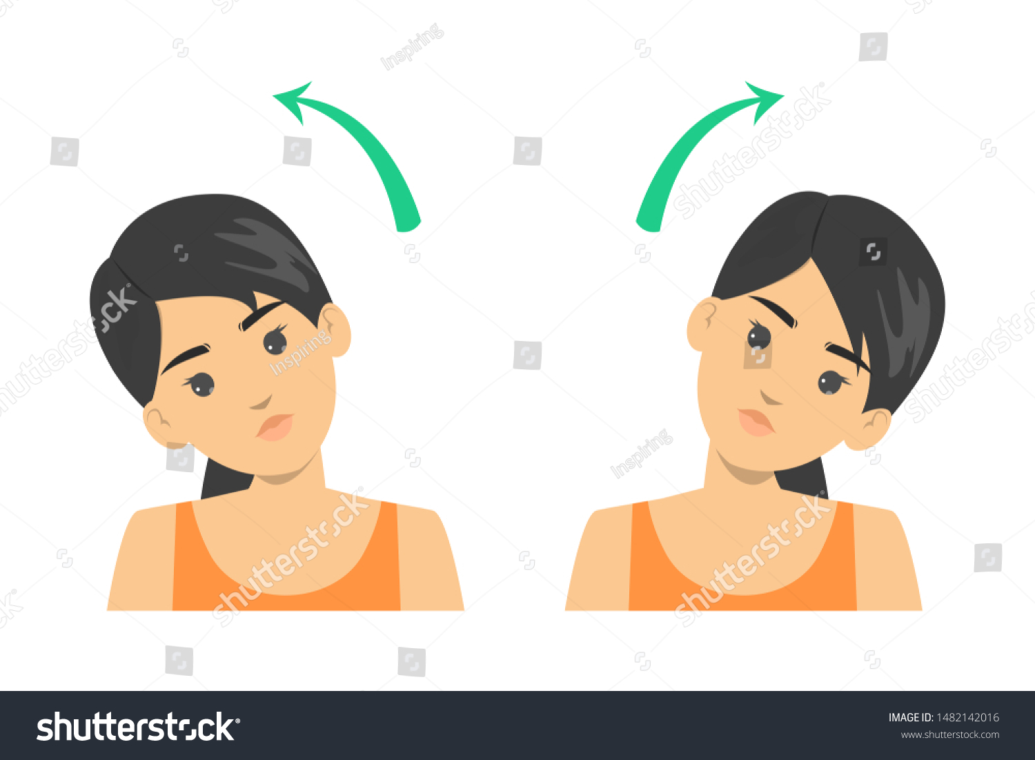 Neck rotation exercise. Turning head left and - Royalty Free Stock ...