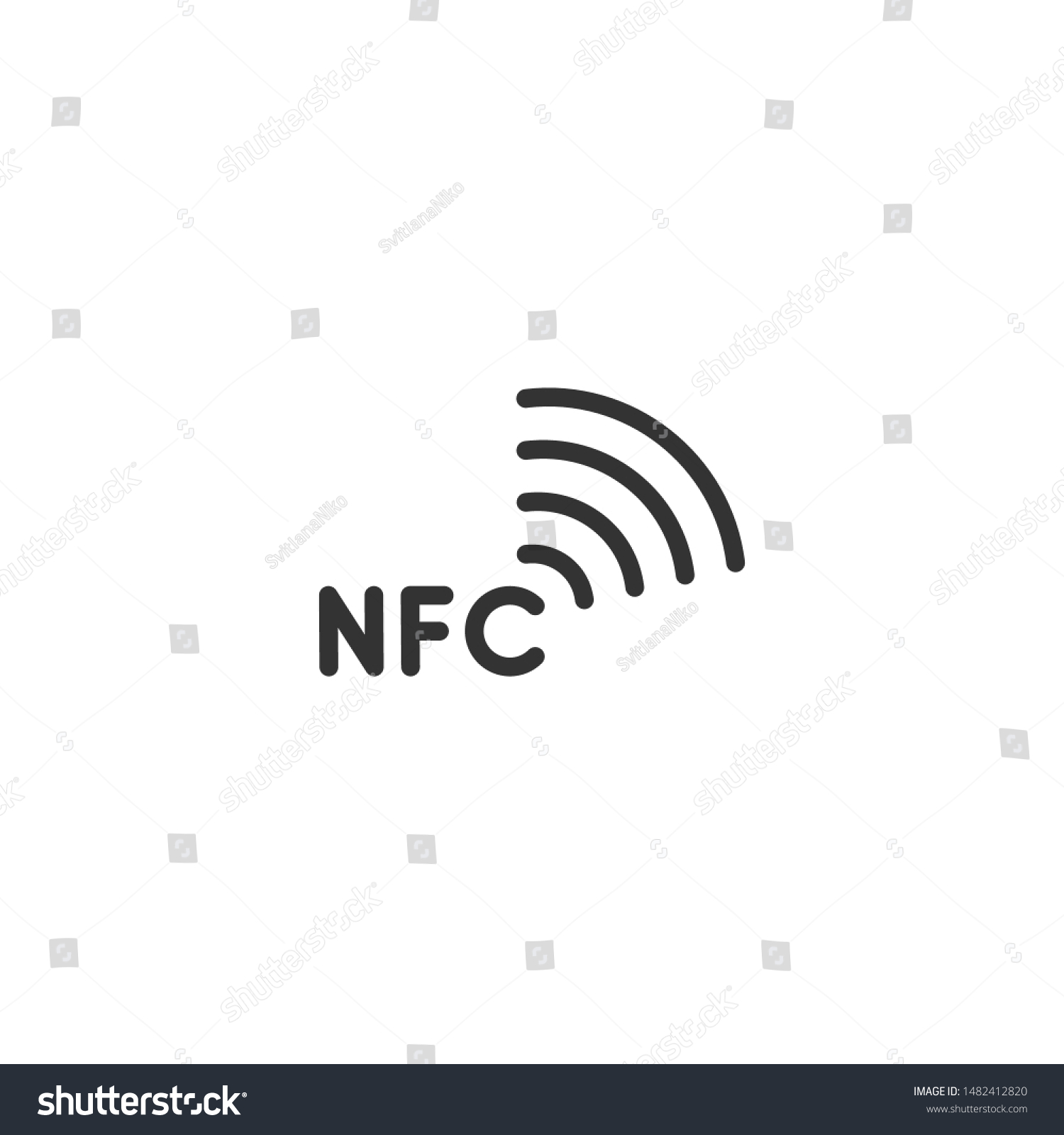 NFC icon. Near field communication sign. NFC letter logo. Contactless payment logo. NFC payments icon for apps. #1482412820
