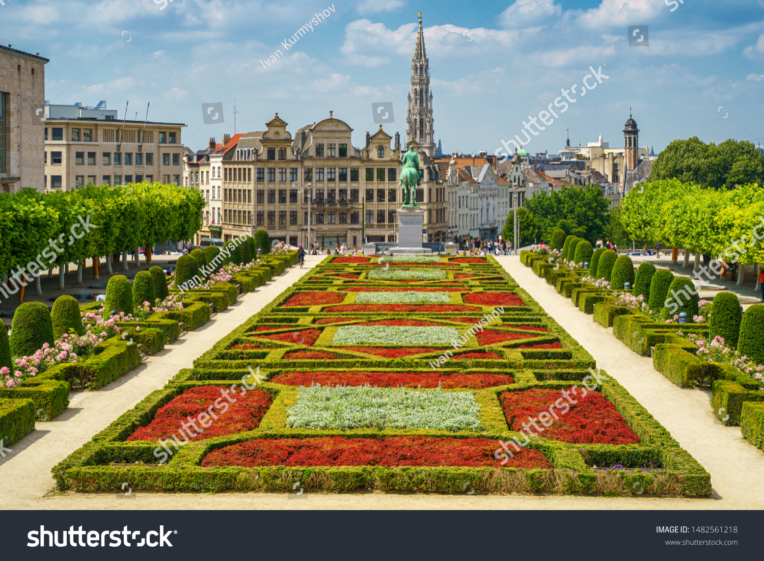 City of Brussels skyline in summer day. Cityscape view from Kunstberg, Mont des Arts to city hall and central old town. Belgium, Europe #1482561218