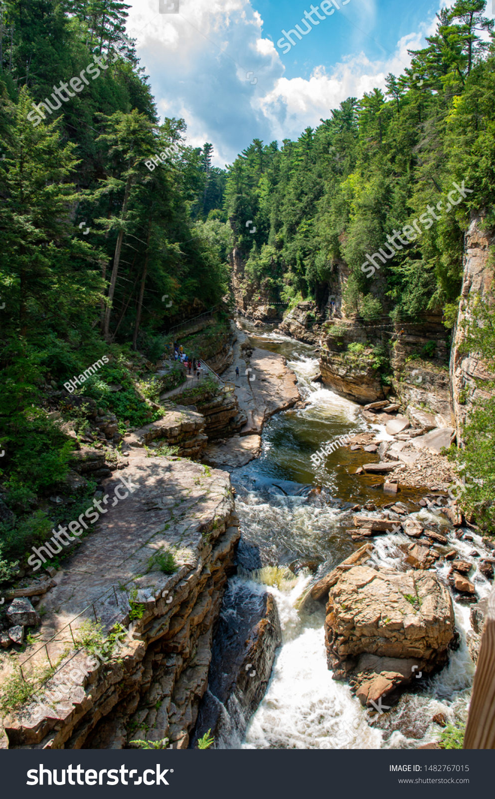 rock ledges and river at AuSable Chasm #1482767015