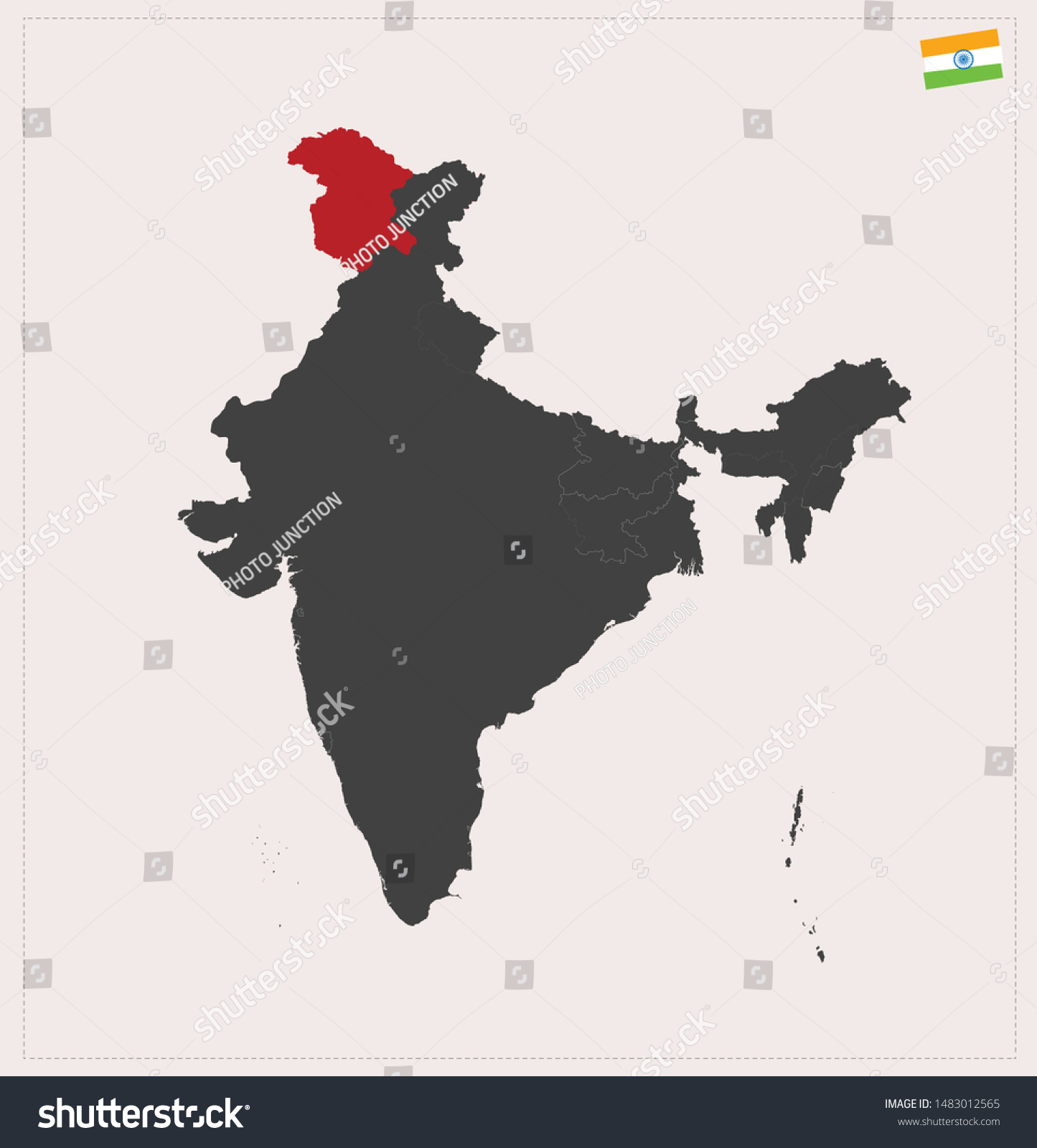 NEW INDIA MAP 2019 ( jammu and kashmir and - Royalty Free Stock Vector ...