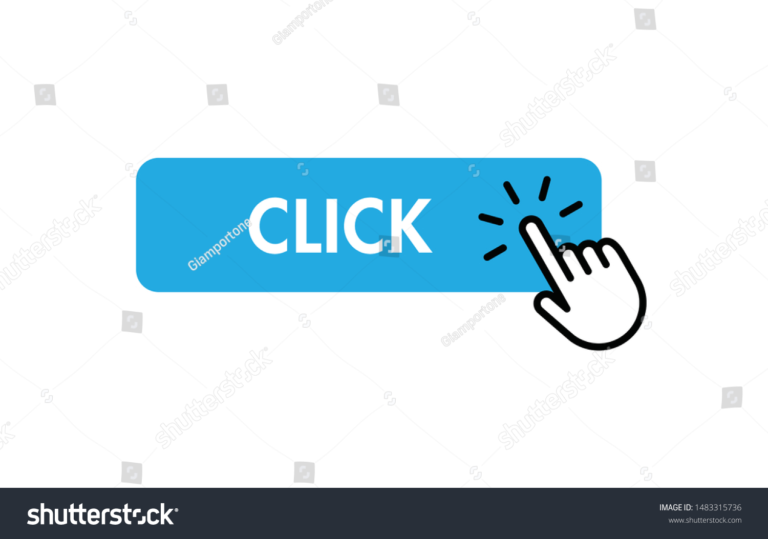 Click button with hand clicking. Isolated vector - Royalty Free Stock ...