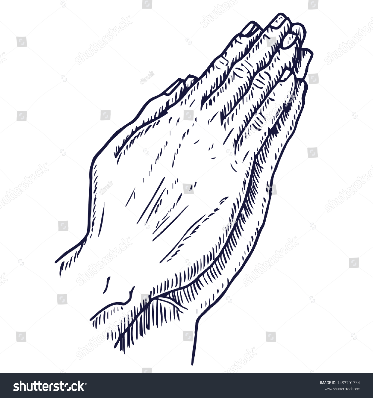 Prayer Sketch Praying Hands Vector Royalty Free Stock Vector