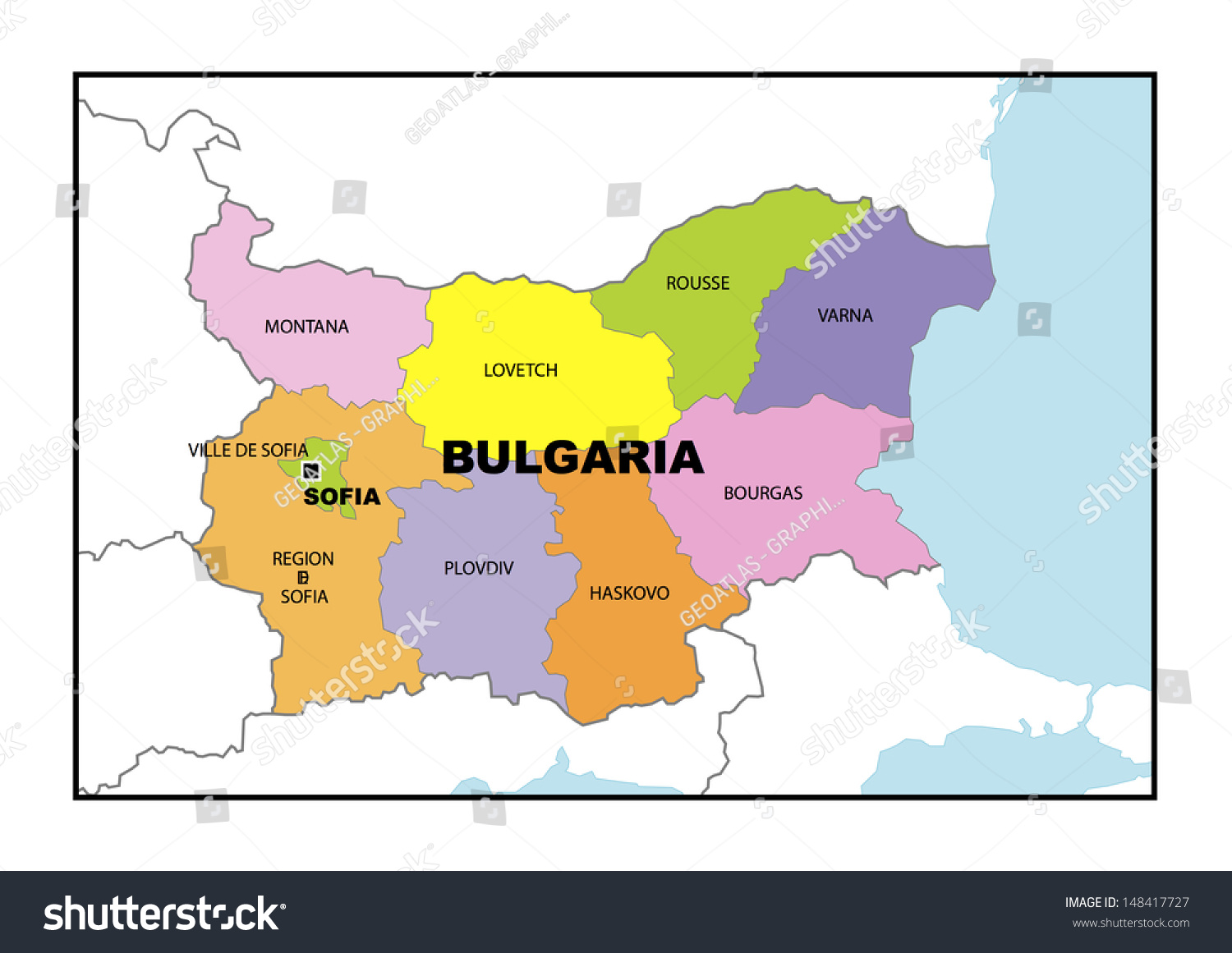 Administrative Map Of Bulgaria Royalty Free Stock Photo 148417727   Avopix 148417727 