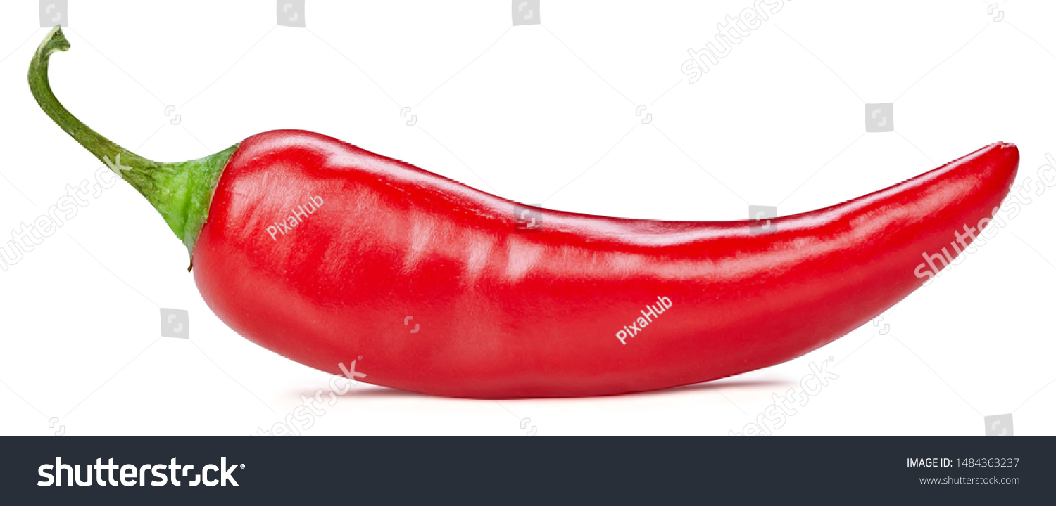 Chili pepper isolated on white background. Ripe chili pepper Clipping Path #1484363237