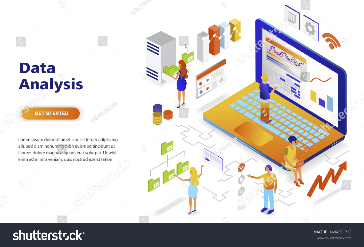 Data Analysis Modern Flat Design Isometric Royalty Free Stock Vector 1484391713 7824