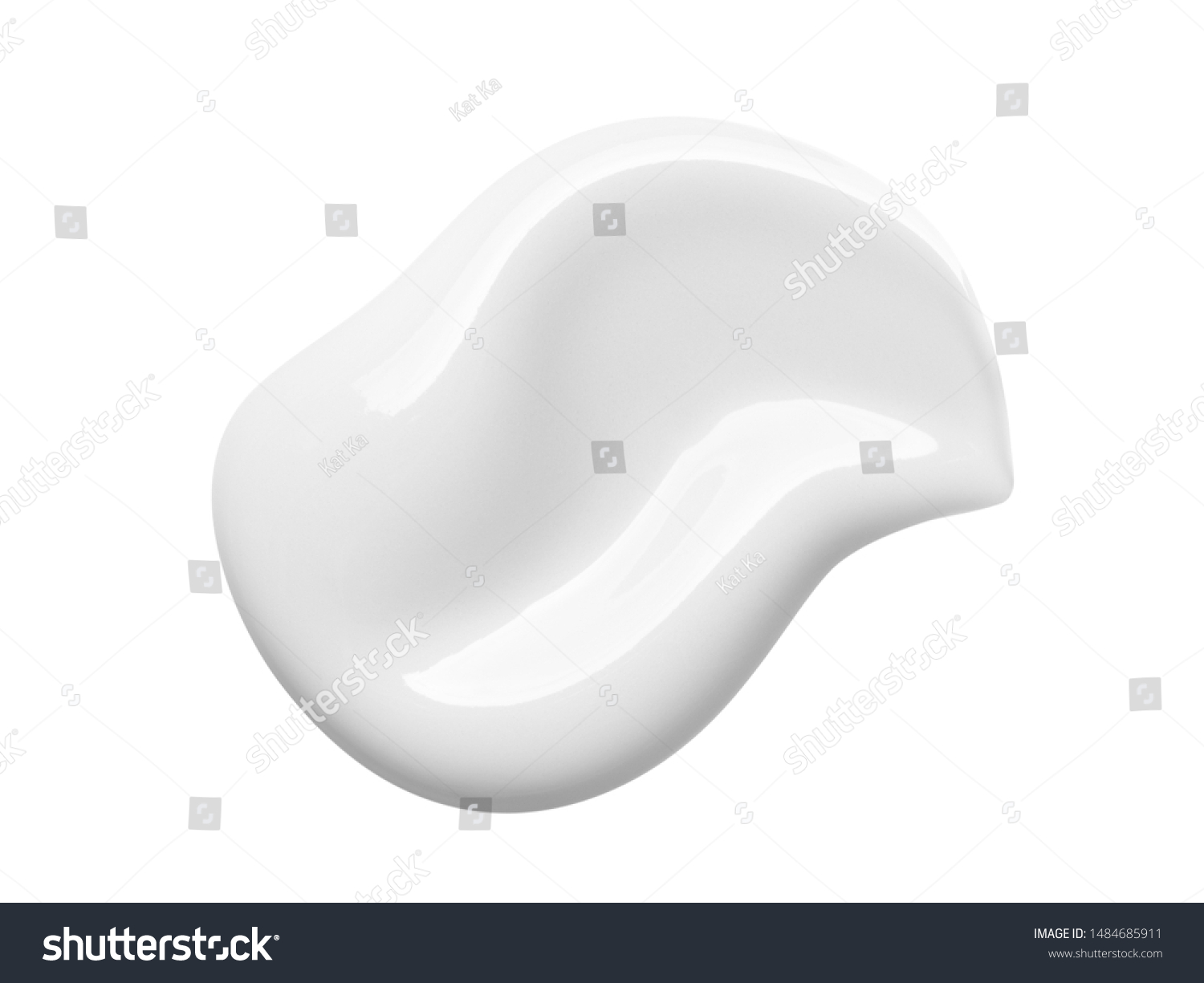 White cosmetic cream lotion swipe isolated on white background. Makeup foundation swatch smear smudge. BB, CC cream texture #1484685911