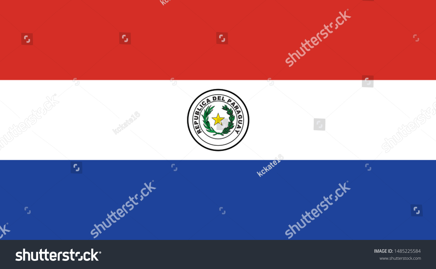 National Paraguay flag, official colors and proportion correctly. National Paraguay  flag. Vector illustration. EPS10. Paraguay  flag vector icon, simple, flat design for web or mobile app. #1485225584