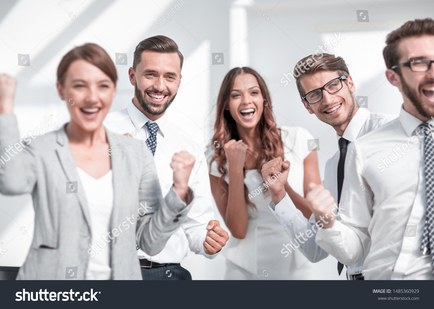 close up.image of a happy business team. #1485360929
