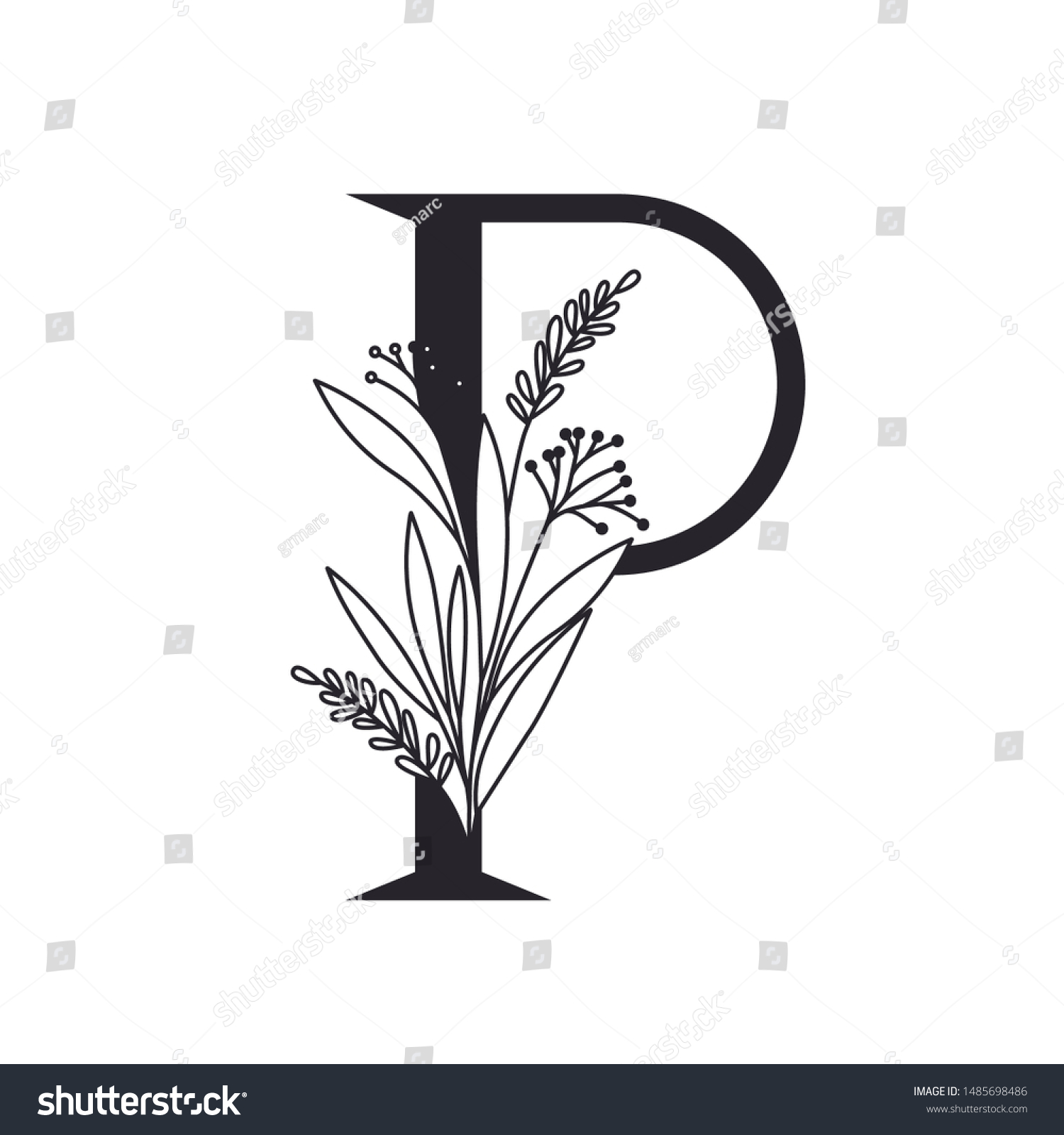 letter of the alphabet with leaves - Royalty Free Stock Vector ...