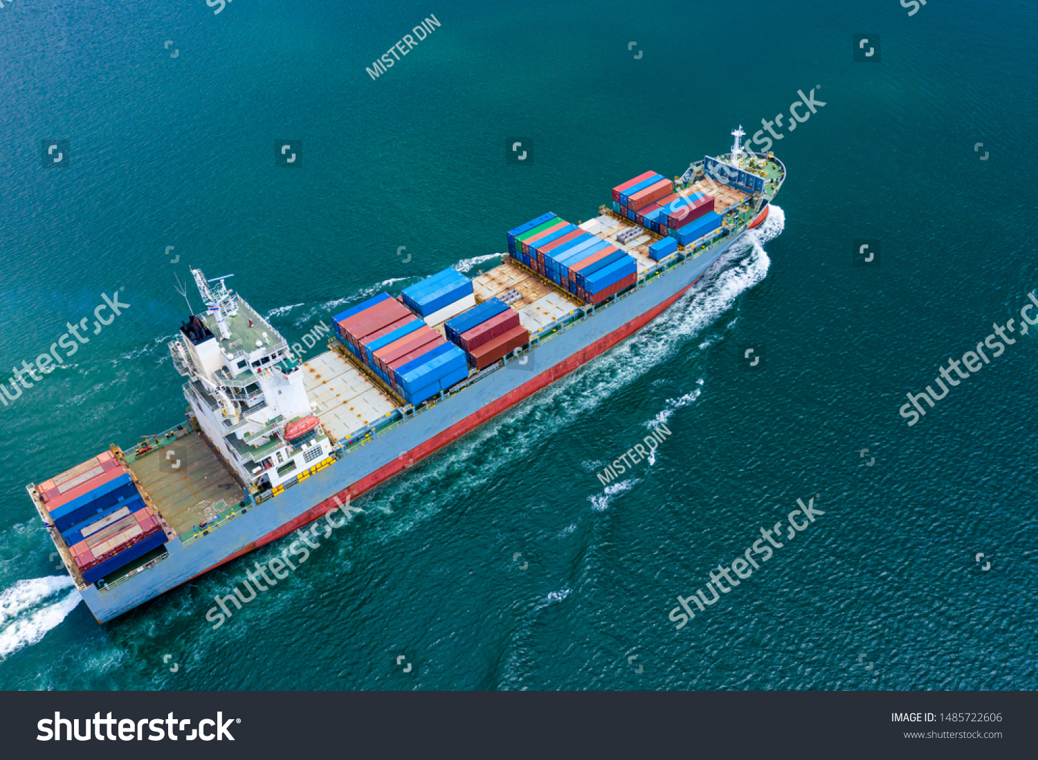 transportation business cargo containers logistics shipping service import and export international by the sea  aerial view from drones camera #1485722606