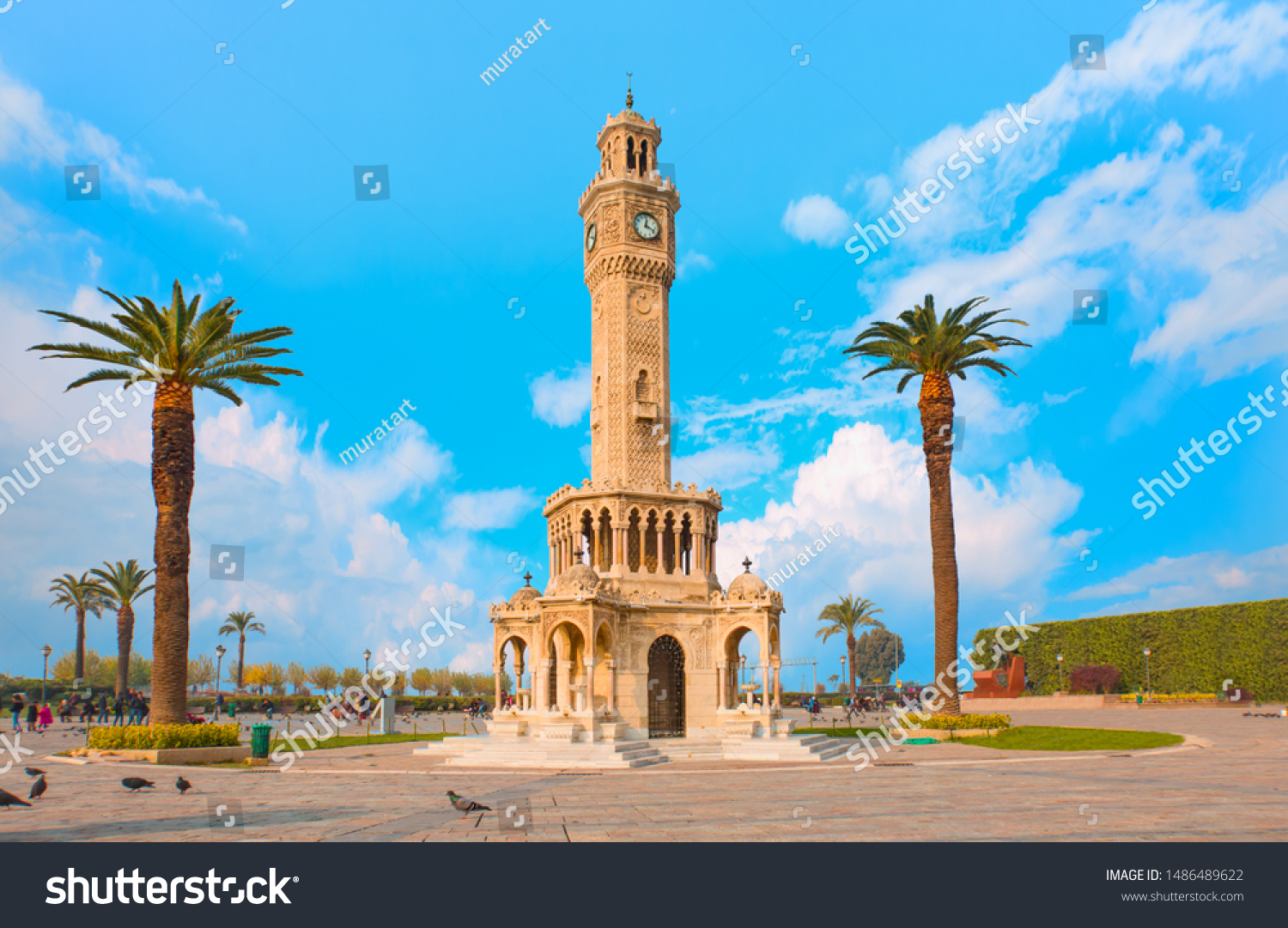 izmir clock tower. The famous clock tower became the symbol of izmir, Turkey #1486489622