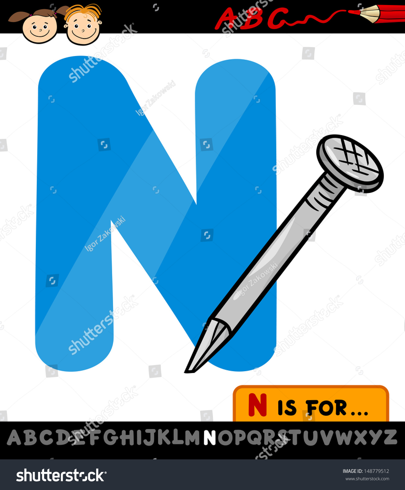 Cartoon Vector Illustration of Capital Letter N - Royalty Free Stock ...