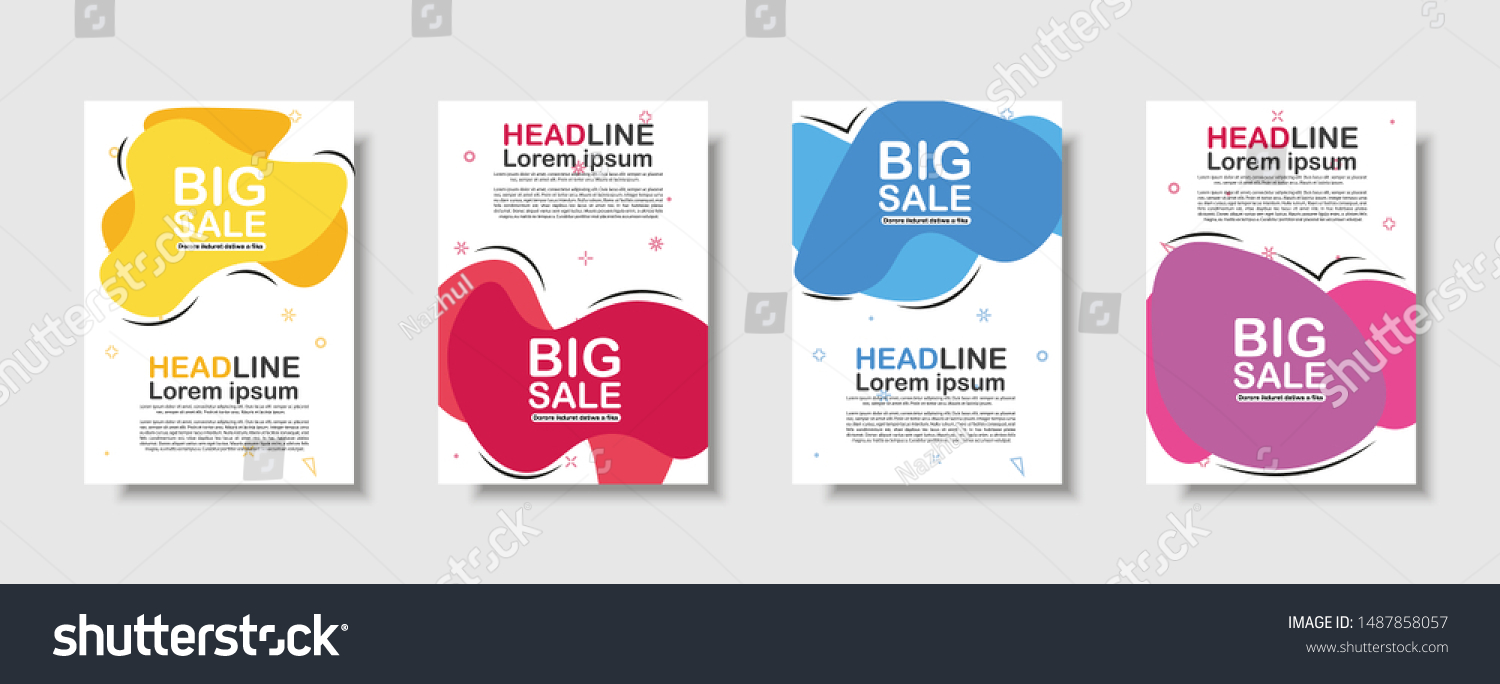 Modern fluid mobile for sale website banner, sale tag, Sale promotional material vector illustration A4. Banner template design, Flash sale special offer. #1487858057