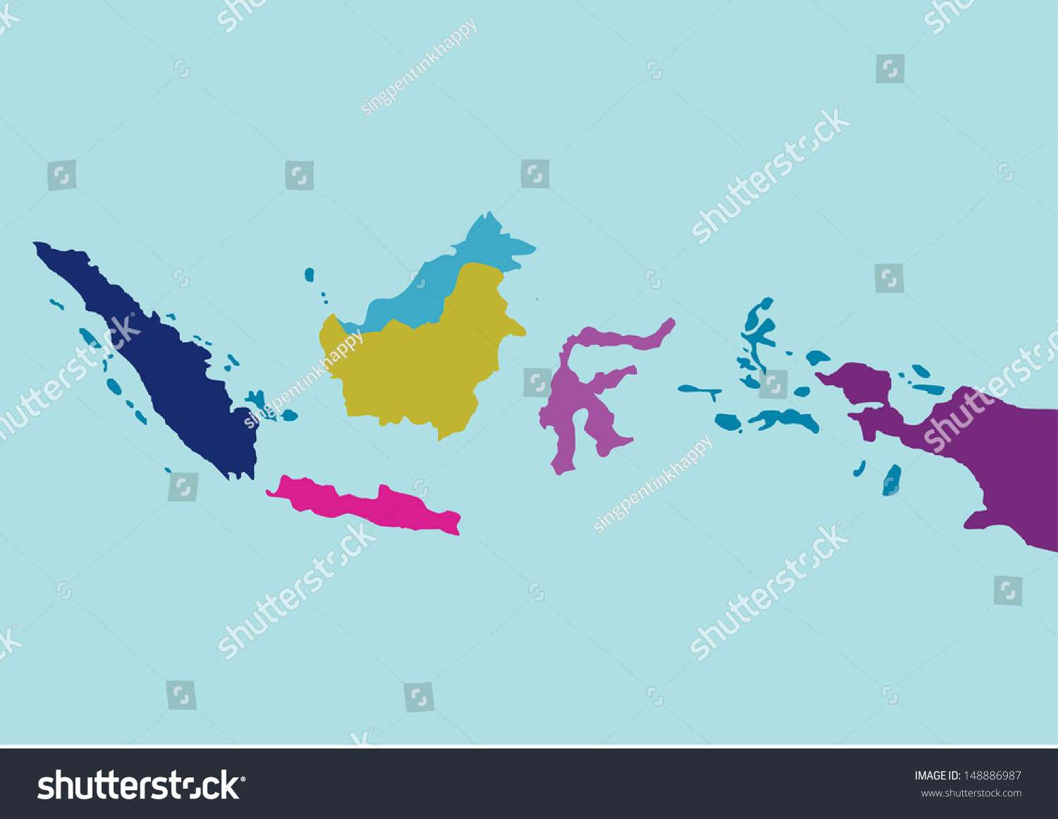 vector colorful indonesia map - Royalty Free Stock Vector 148886987 ...