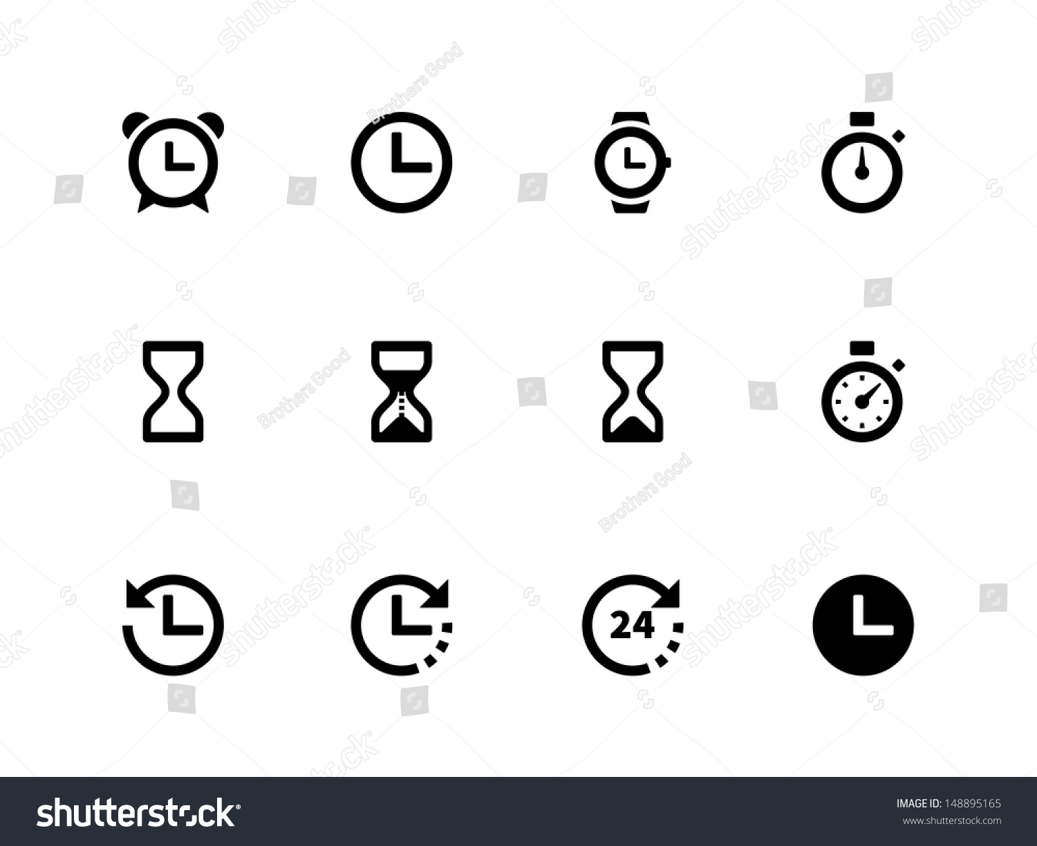 Time and Clock icons on white background. Vector illustration. #148895165