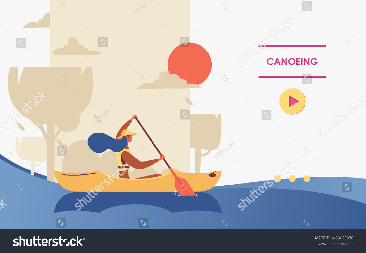 Vector concept banner for canoeing or kayaking - Royalty Free Stock ...