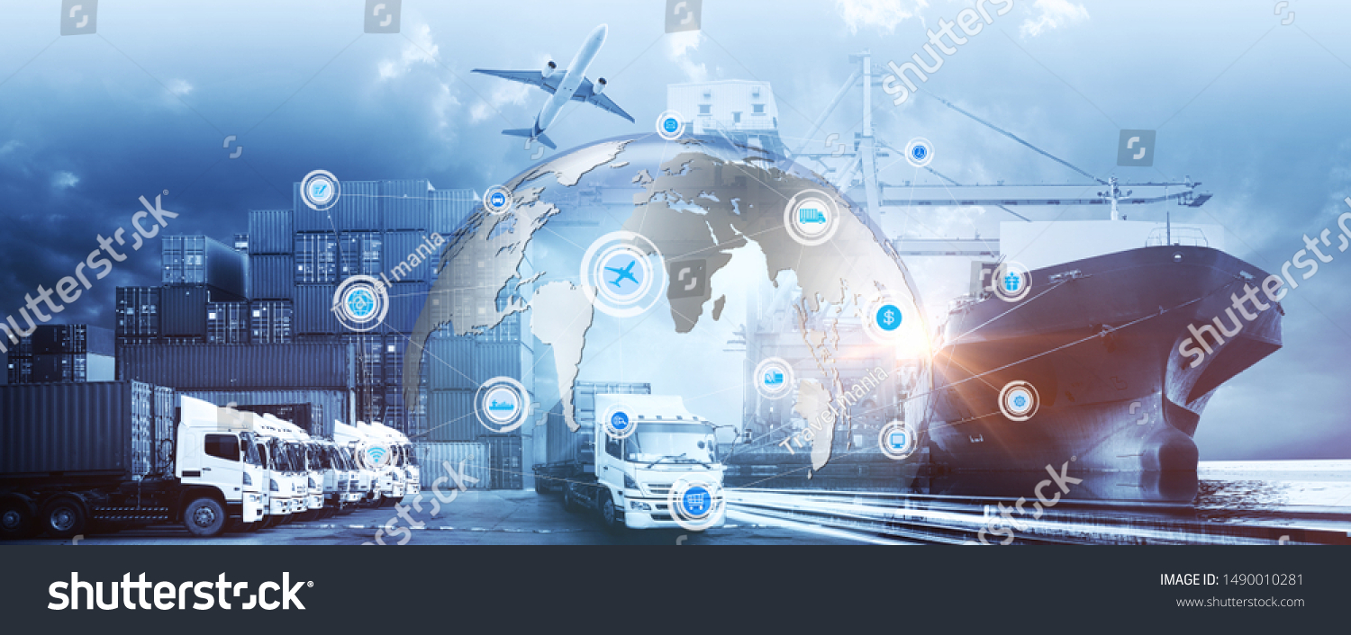 Smart technology concept with global logistics partnership Industrial Container Cargo freight ship, internet of things Concept of fast or instant shipping, Online goods orders worldwide #1490010281