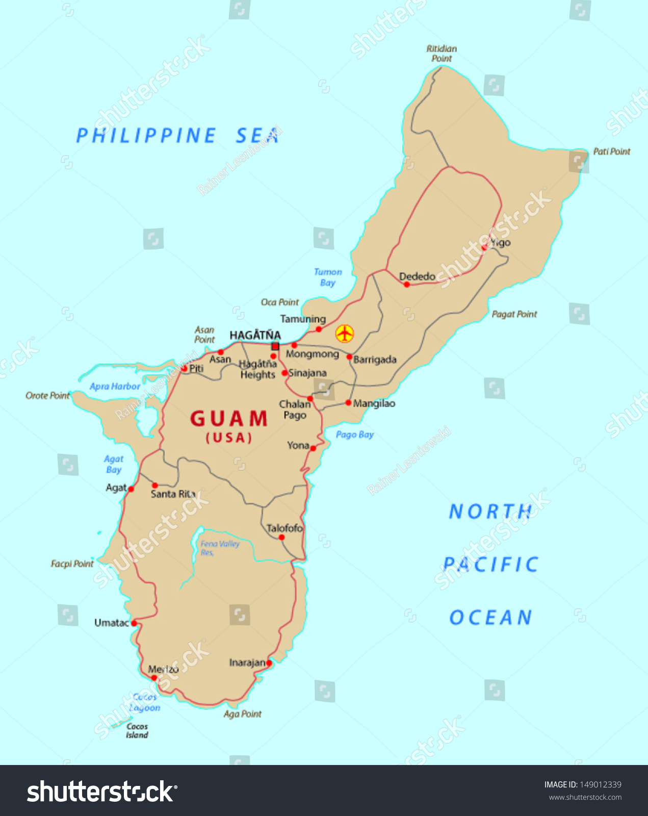 Guam map - Royalty Free Stock Vector 149012339 - Avopix.com