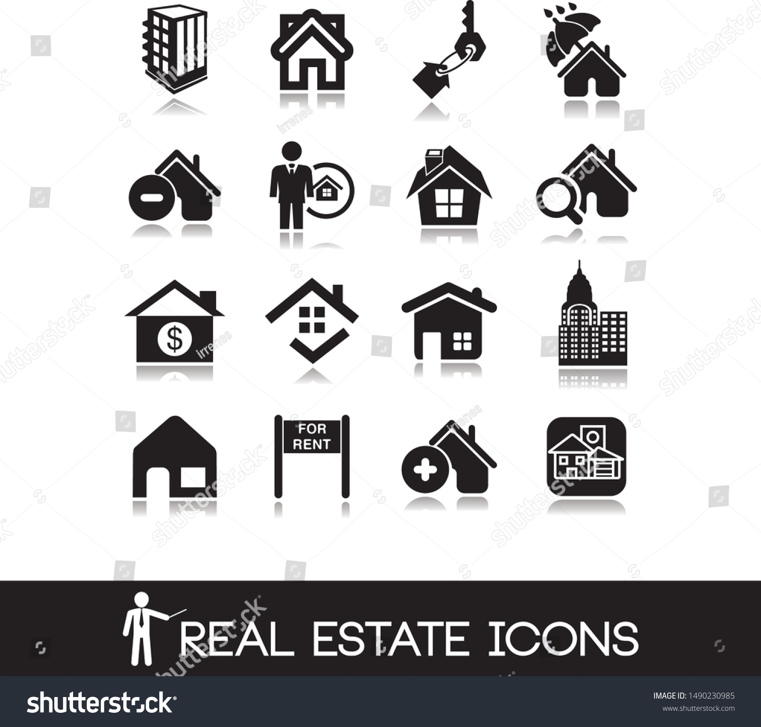 Houses and real estate symbols. Set icons. - Royalty Free Stock Vector ...