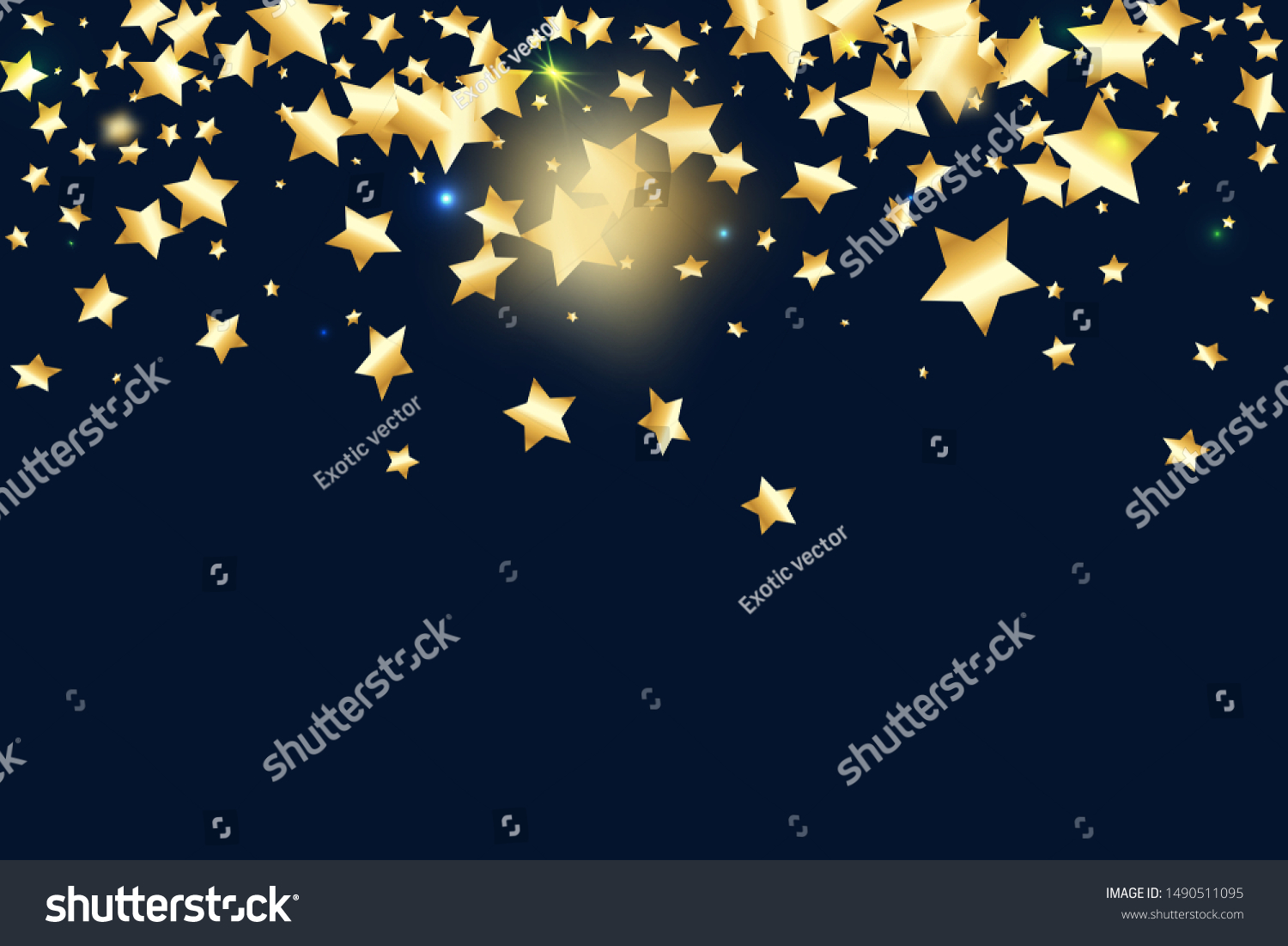 Gold Star Confetti On Black Background Royalty Free Stock Vector 1490511095 1889