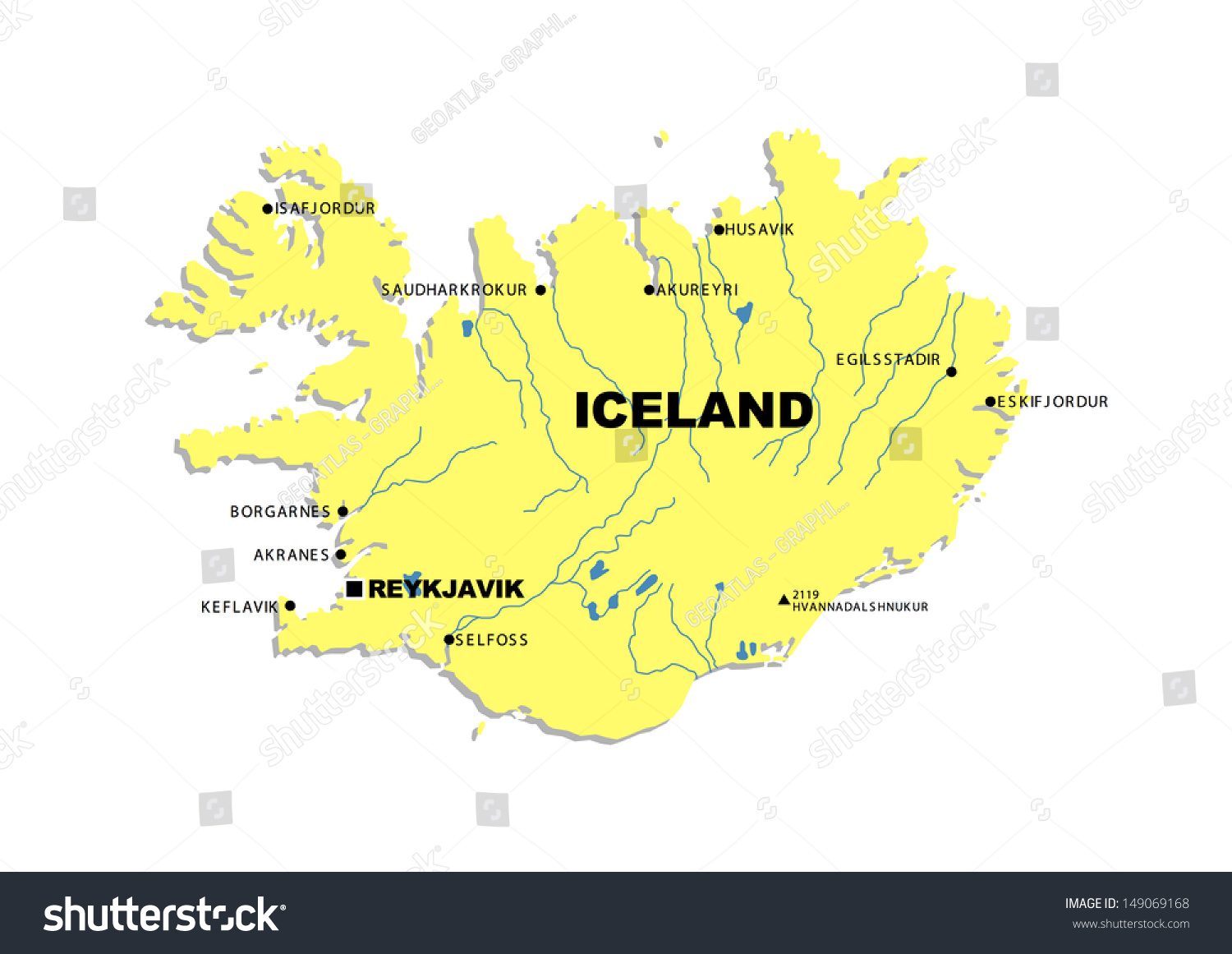 Simple map of Iceland - Royalty Free Stock Photo 149069168 - Avopix.com