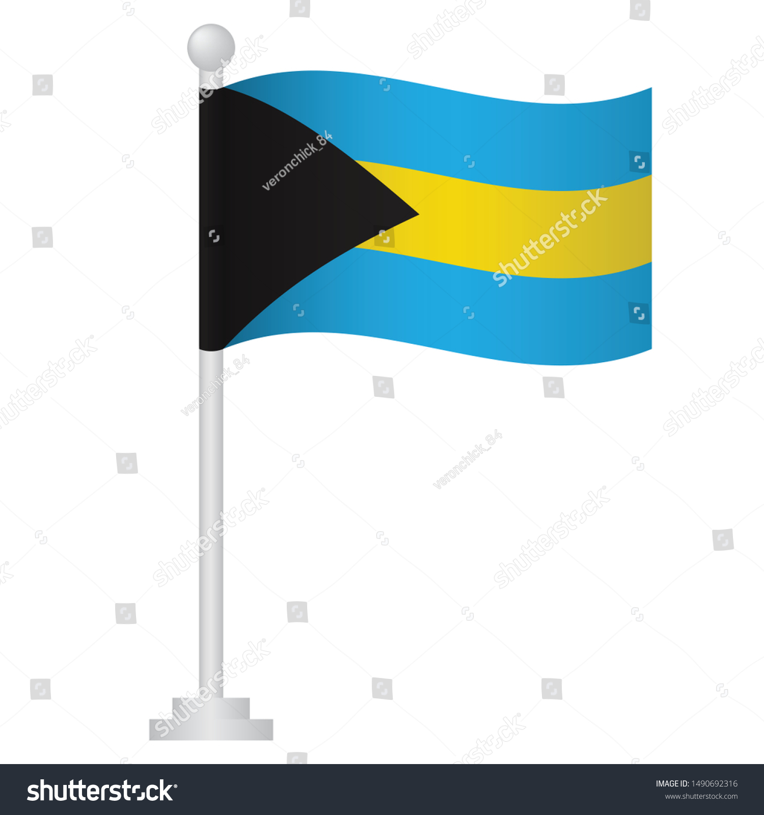 Bahamas Flag National Flag Of Bahamas On Pole Royalty Free Stock