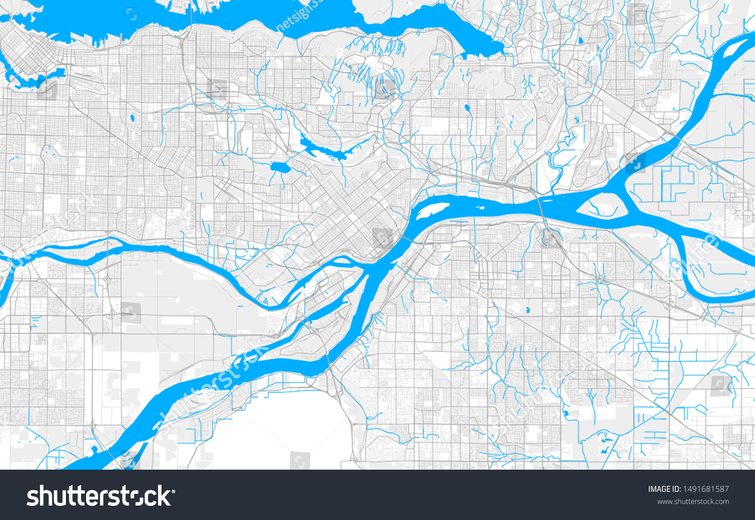 Rich detailed vector area map of New Westminster - Royalty Free Stock ...