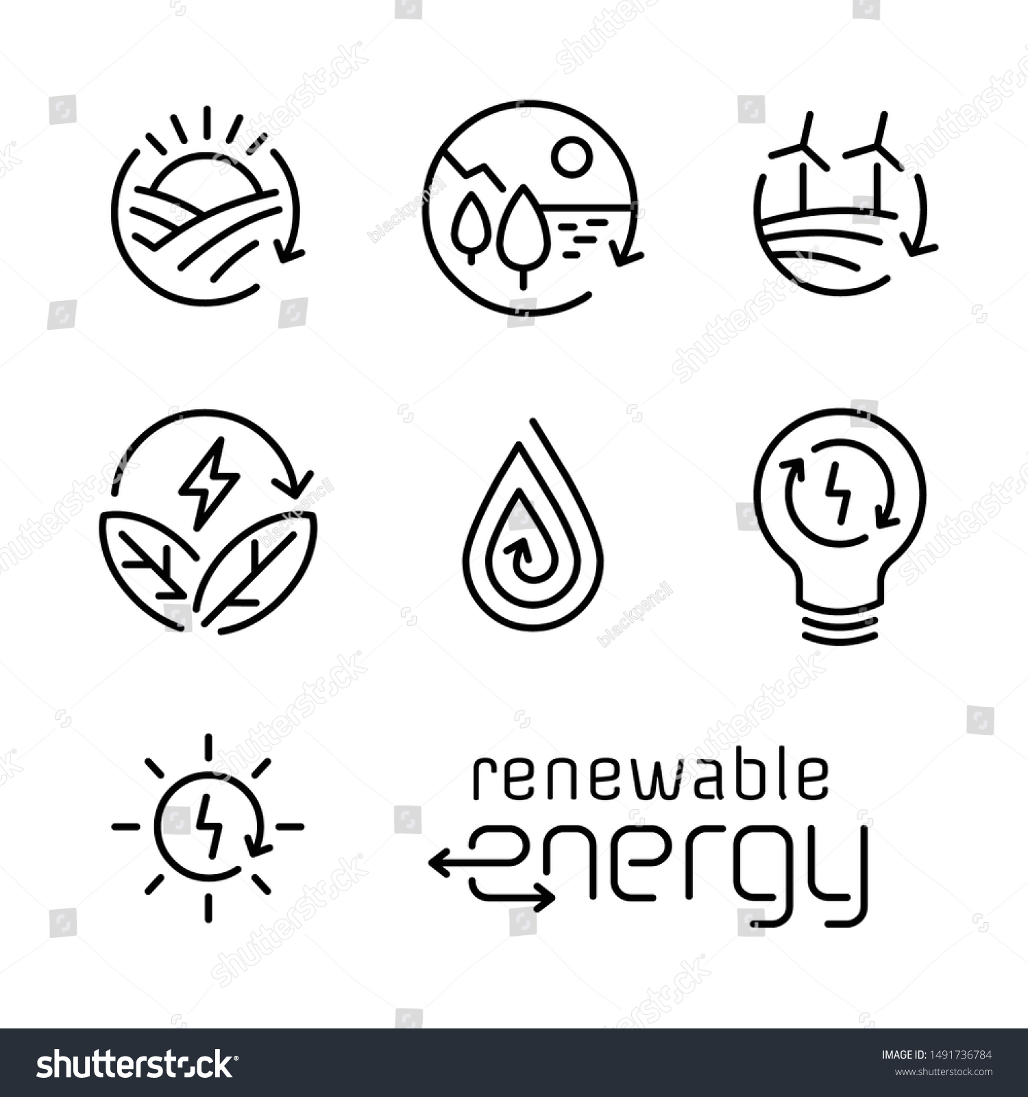 Renewable energy line icon logo set. #1491736784