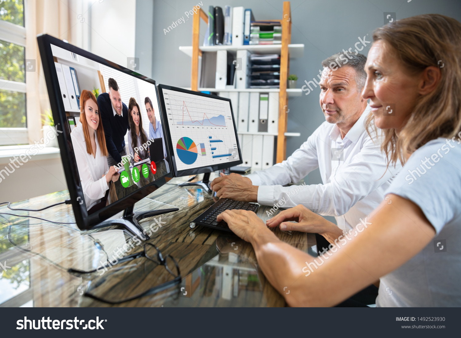 Mature Businessman Video Conferencing With His Colleague On Computer #1492523930