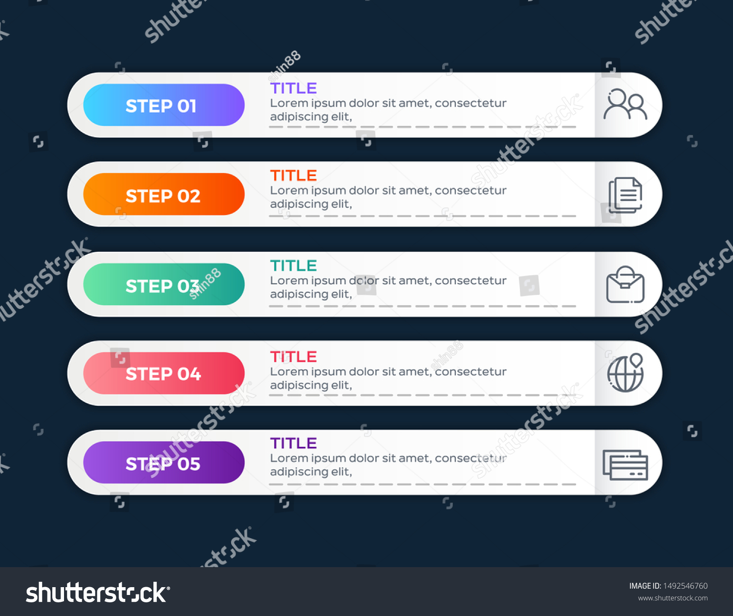Vector Infographic label design template with icons and 5 options or steps. Vector illustration #1492546760