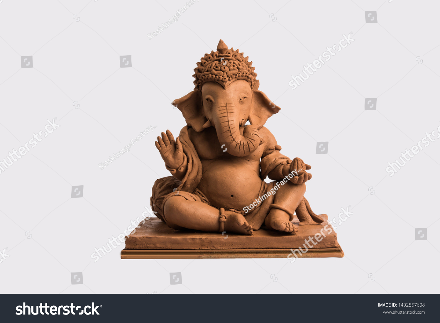 eco friendly Ganesh/Ganpati idol or murti, home made. selective focus #1492557608