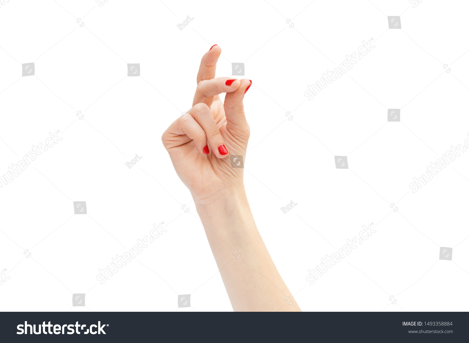 Woman's hand snapping by fingers. Isolated on white. #1493358884