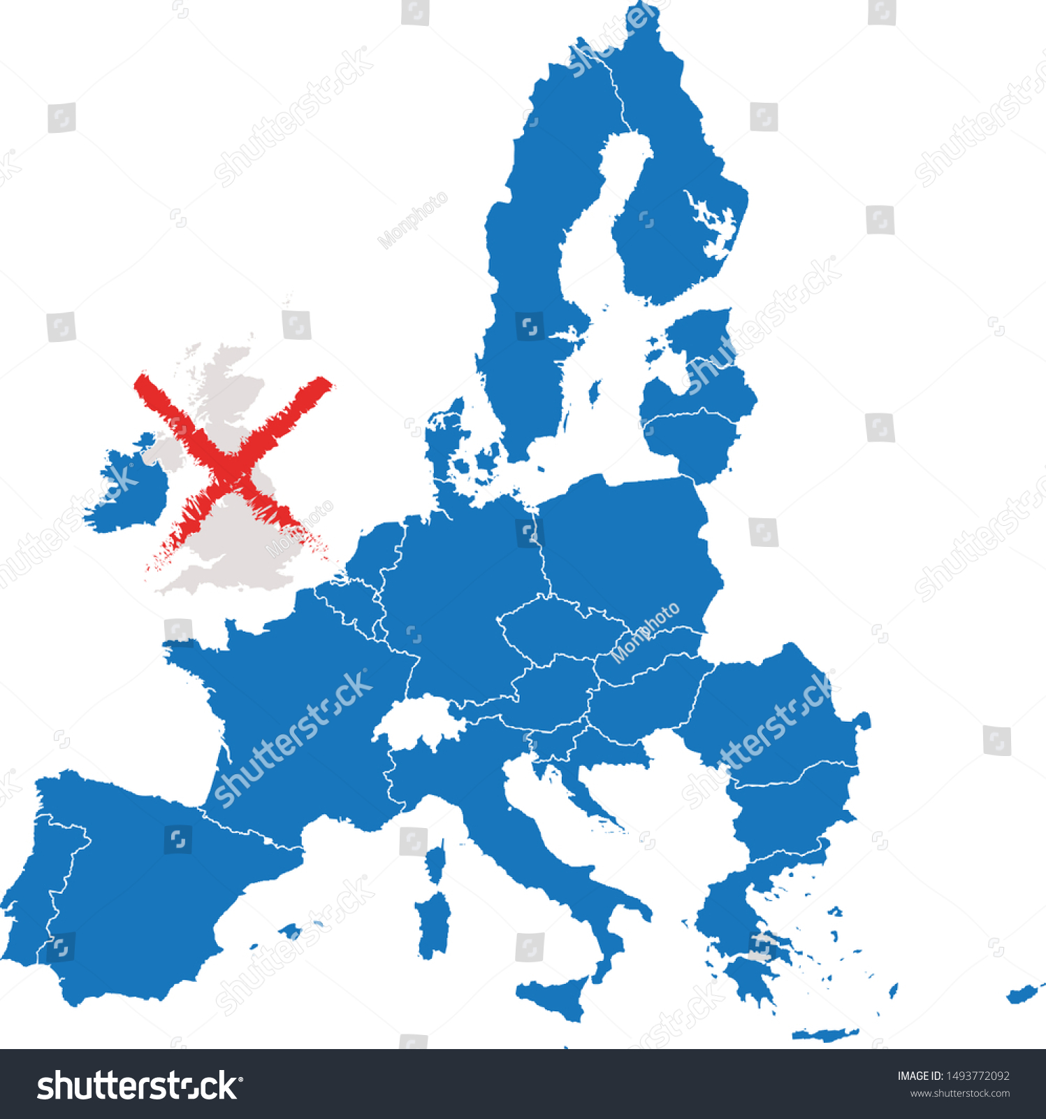 Map about Brexit and the separation of the - Royalty Free Stock Vector