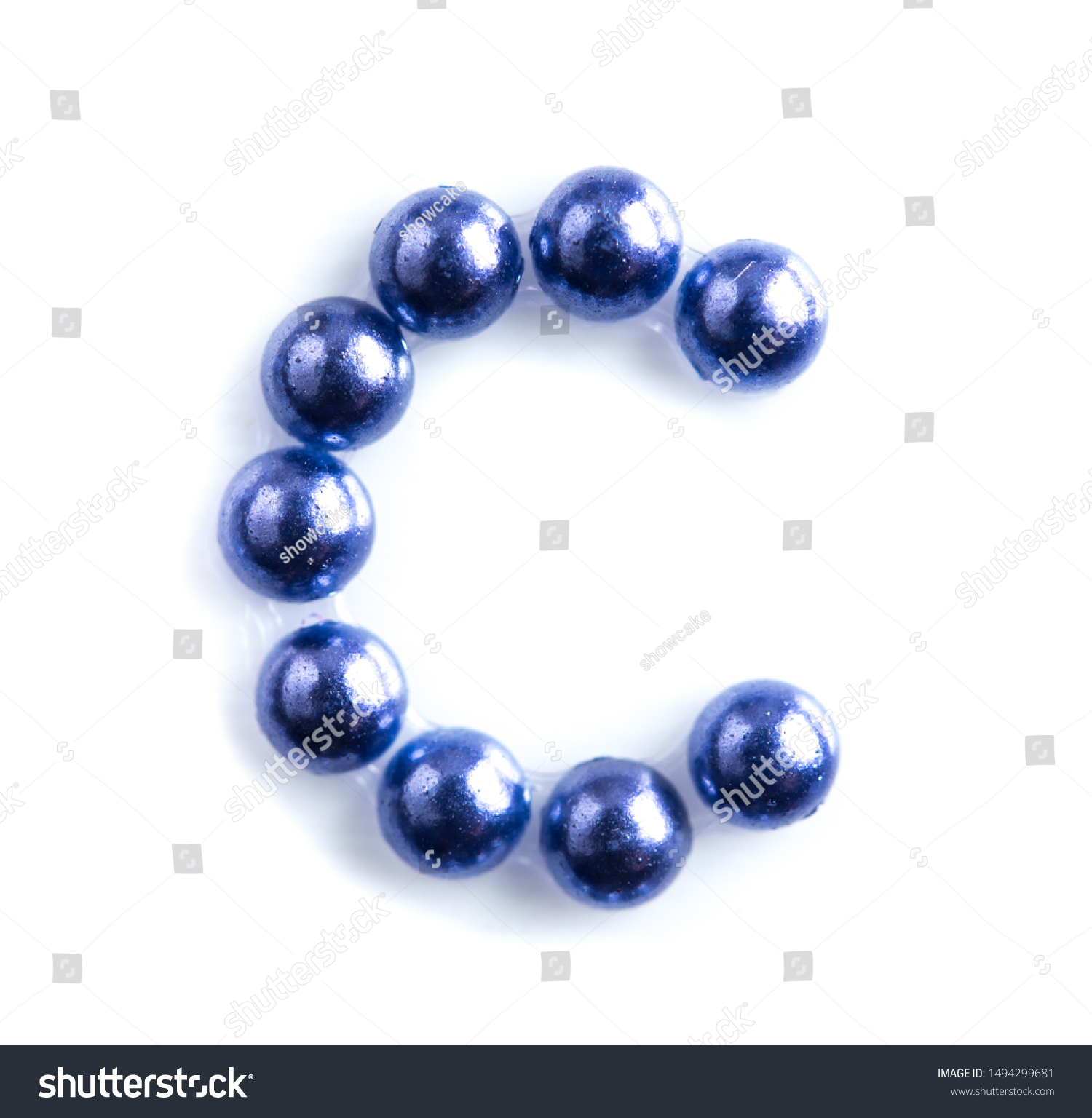 Blue beads font letter of english alphabet on white background #1494299681