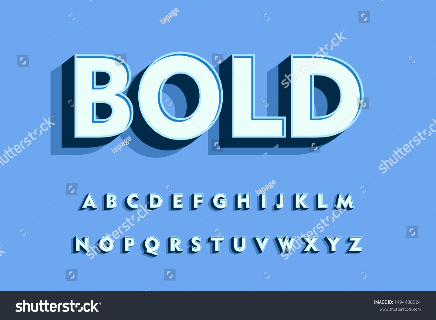 Modern 3D font and alphabet for poster, sticker - Royalty Free Stock ...