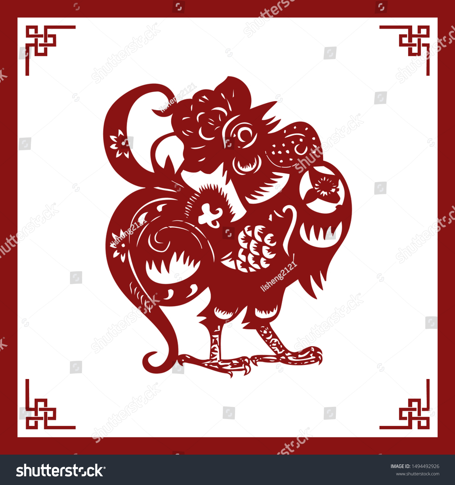 The Classic Chinese Papercutting Style Royalty Free Stock Vector 1494492926 1280