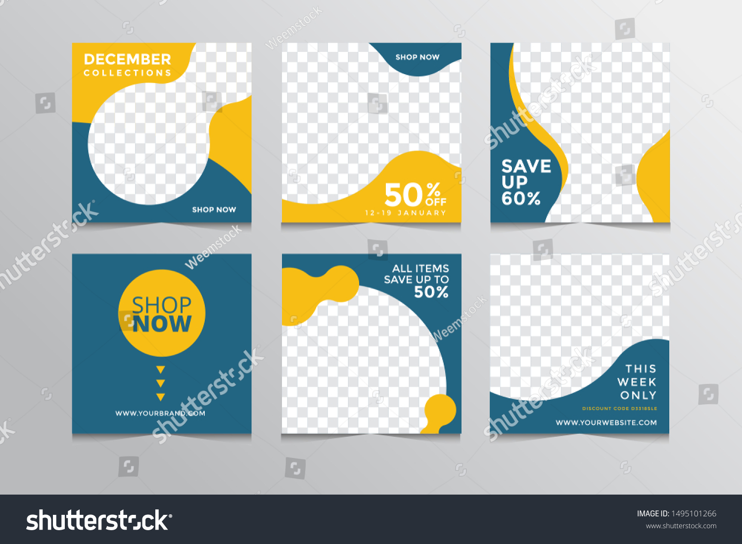 Slides abstract Unique Editable modern Social Media banner Template.Anyone can use This Design Easily.Promotional web banner for social media. Elegant sale and discount promo - Vector. #1495101266