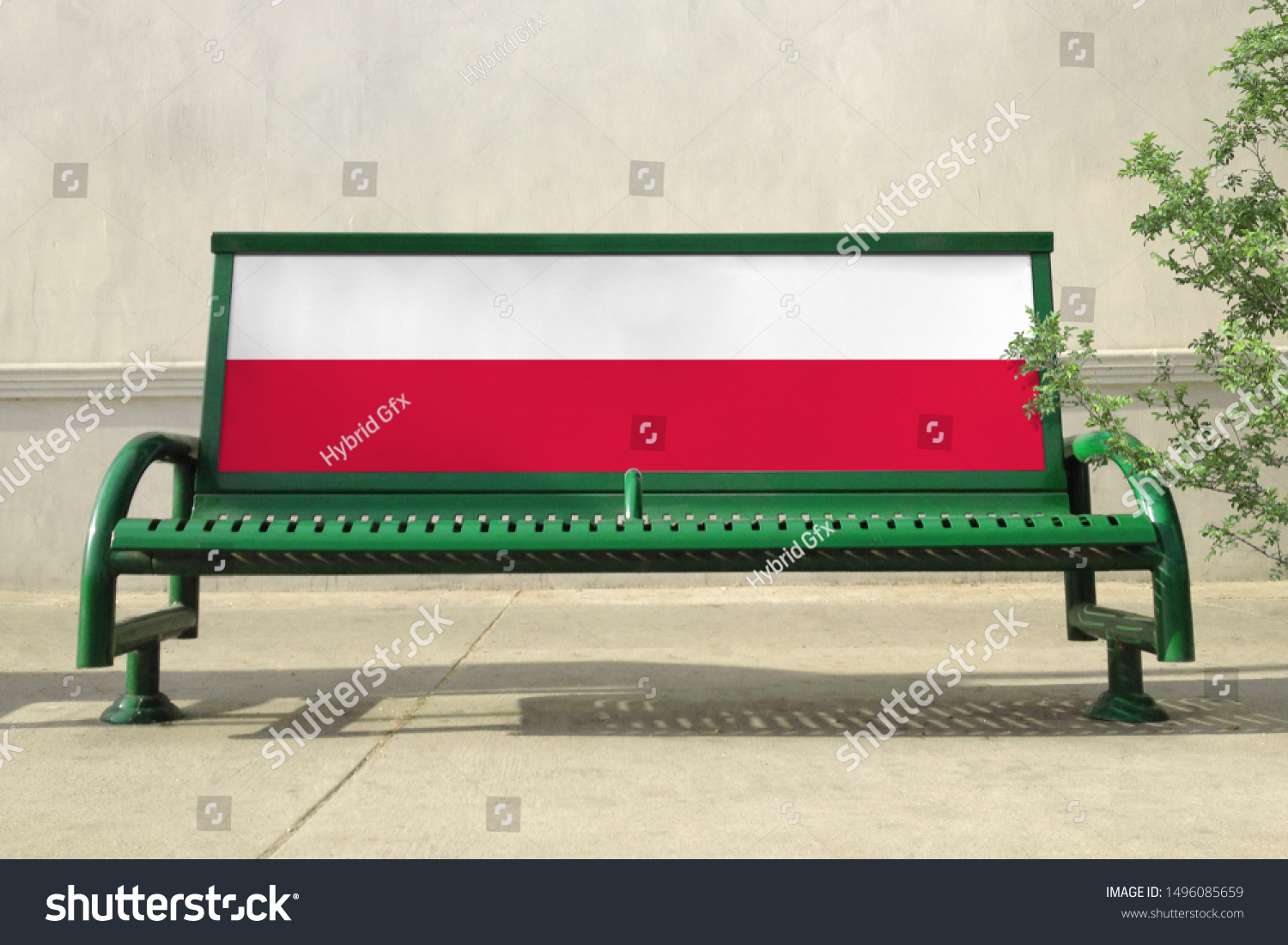 Flag of Poland on bench. Poland Flag on bench advertisement #1496085659