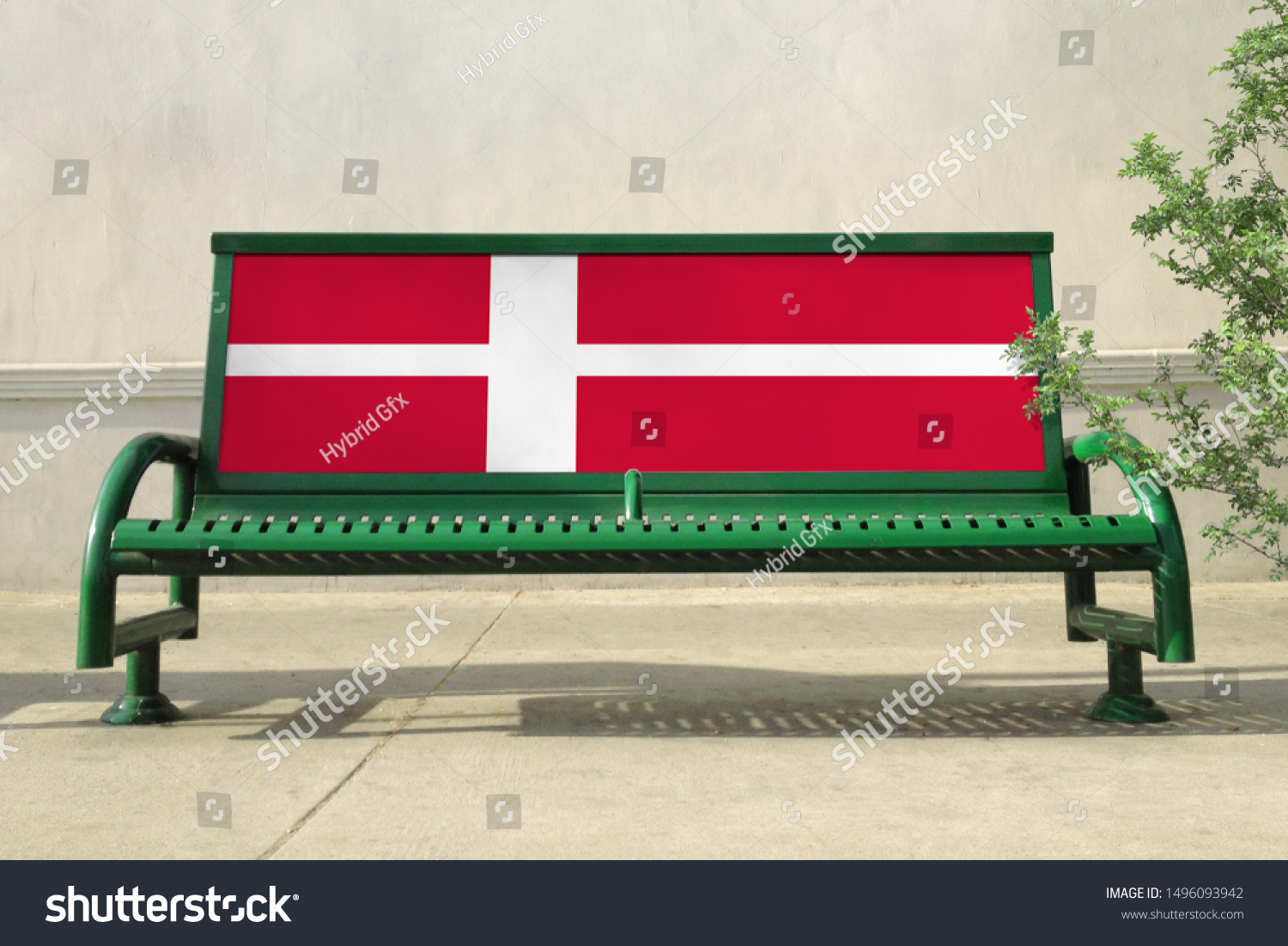 Flag of Denmark on bench. Denmark Flag on bench advertisement #1496093942