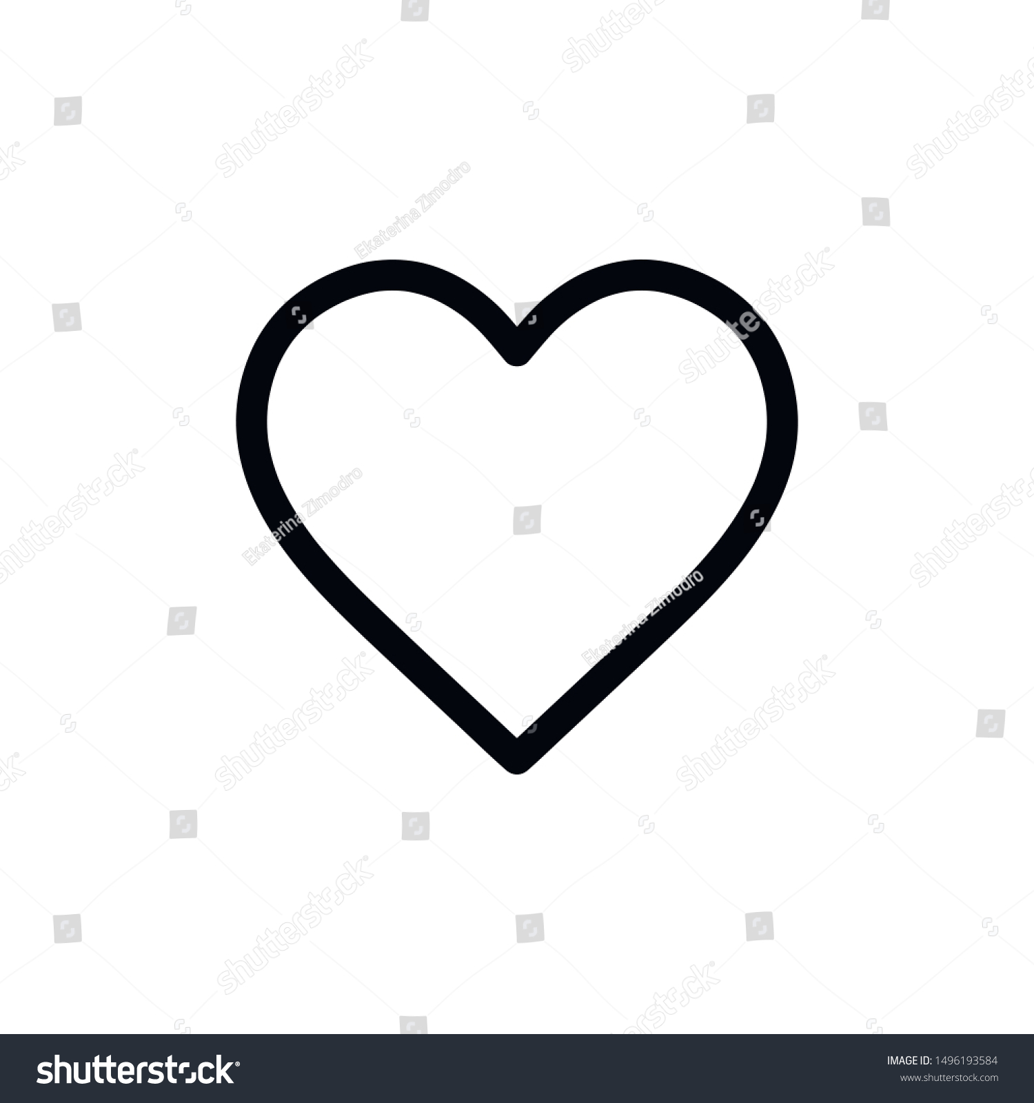 Flat line minimal heart icon. Simple vector heart icon. Isolated heart icon for various projects. #1496193584