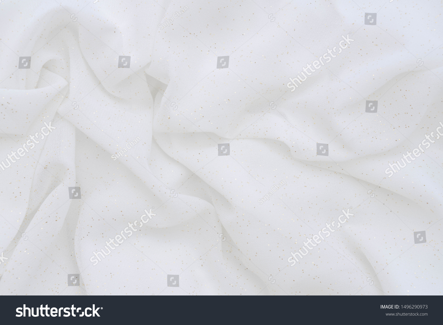 Luxury cloth texture with white fabric of silk for backdrop, wedding background. Seamless pattern of satin cotton. #1496290973