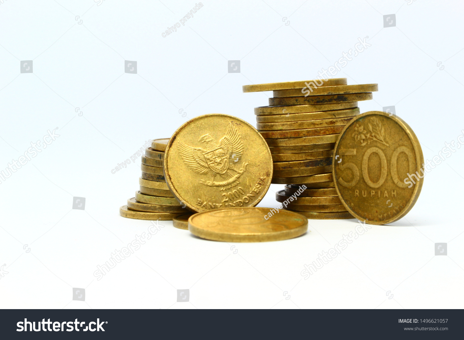 500 rupiah coins with a clean white background, Indonesia, Republic of Indonesia, Indonesia    500 indonesian rupiah coin, a coin from the republic of indonesia #1496621057