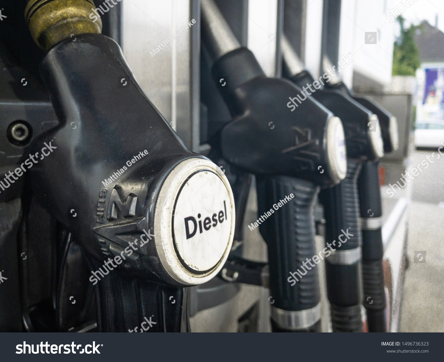 Paderborn, Deutschland - 01.09.2019: Gas pump on a gas station #1496736323